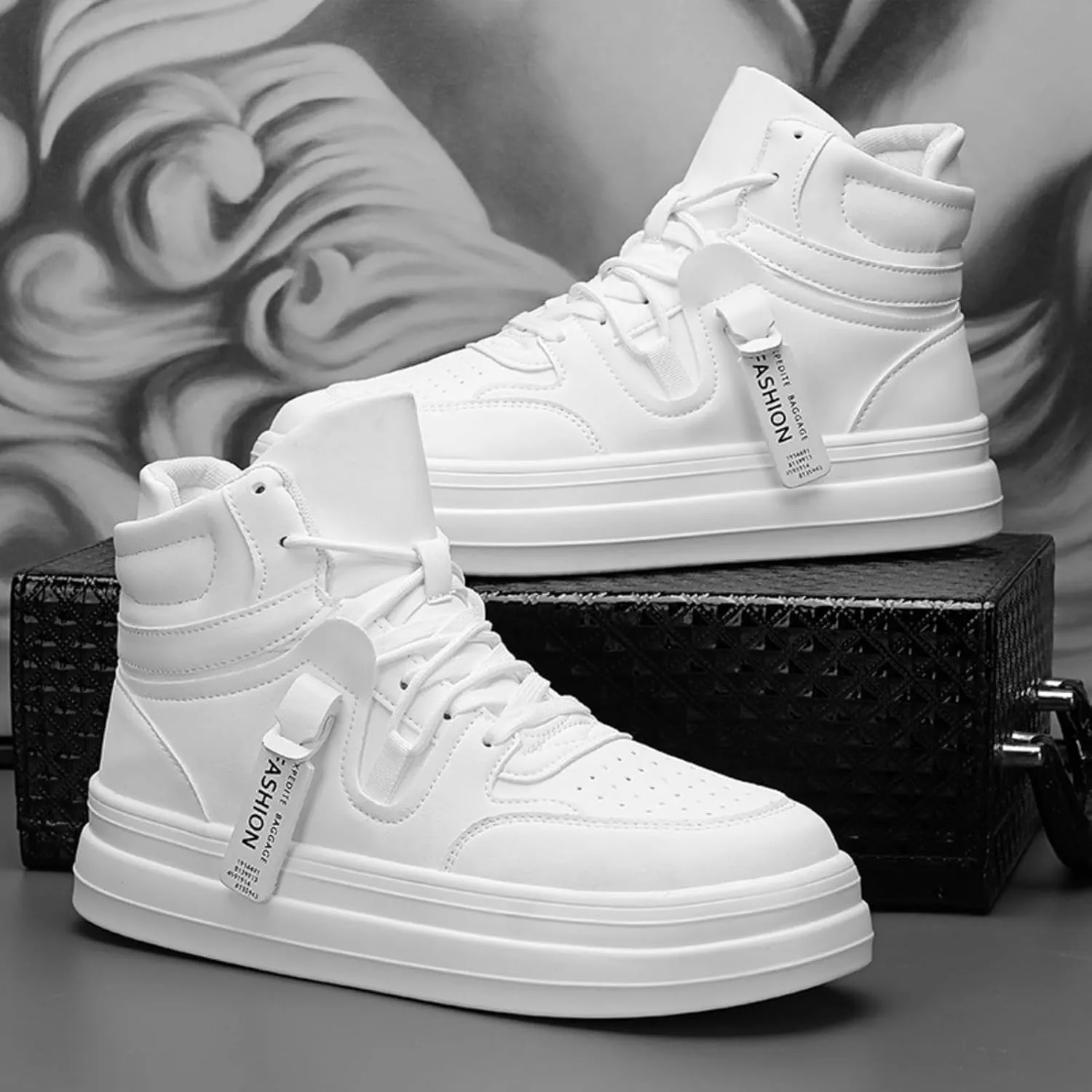 Men's High Top Boots Sneakers - Fashion Lace-Up Boots,Casual Skate Shoes, Lightweight Breathable Streetwear for Comfortable Non-Slip Walking
