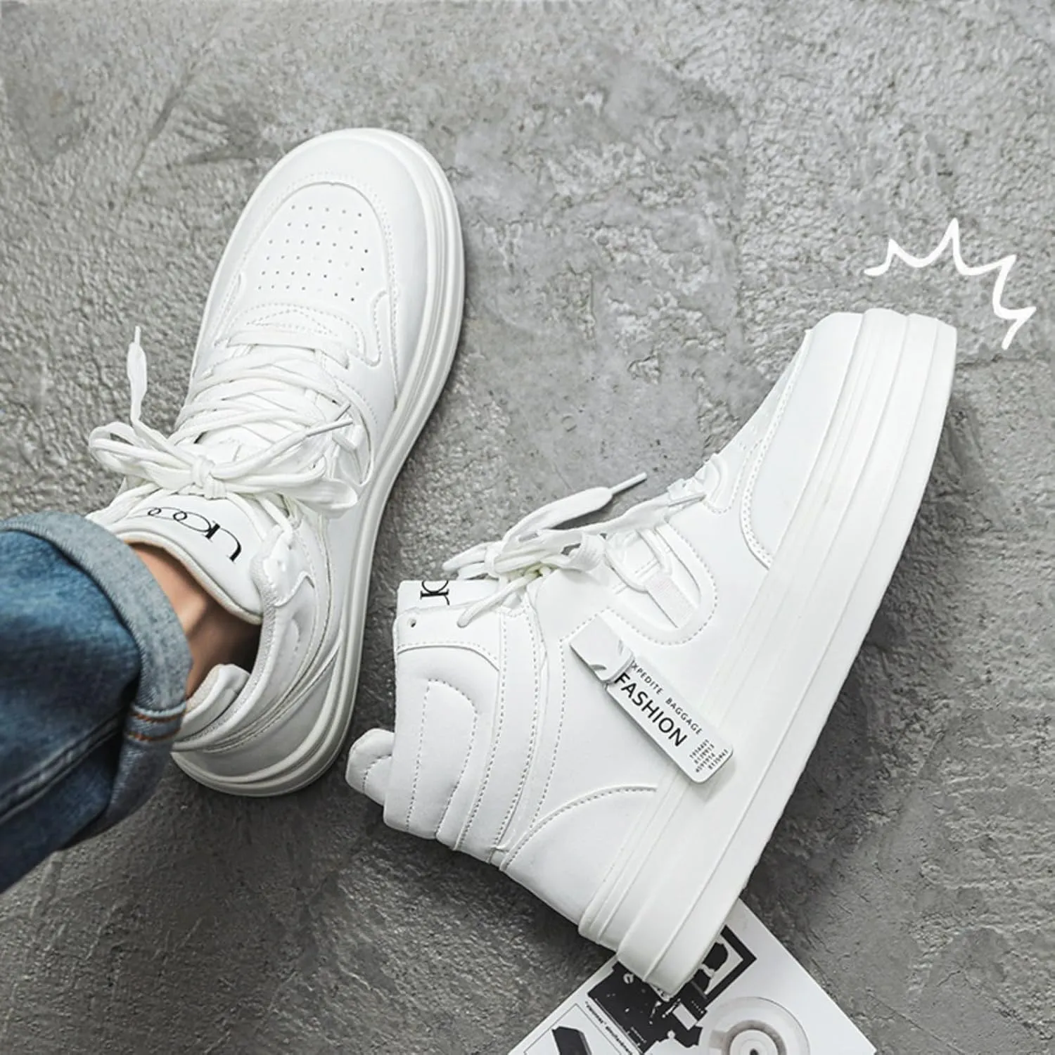 Men's High Top Boots Sneakers - Fashion Lace-Up Boots,Casual Skate Shoes, Lightweight Breathable Streetwear for Comfortable Non-Slip Walking