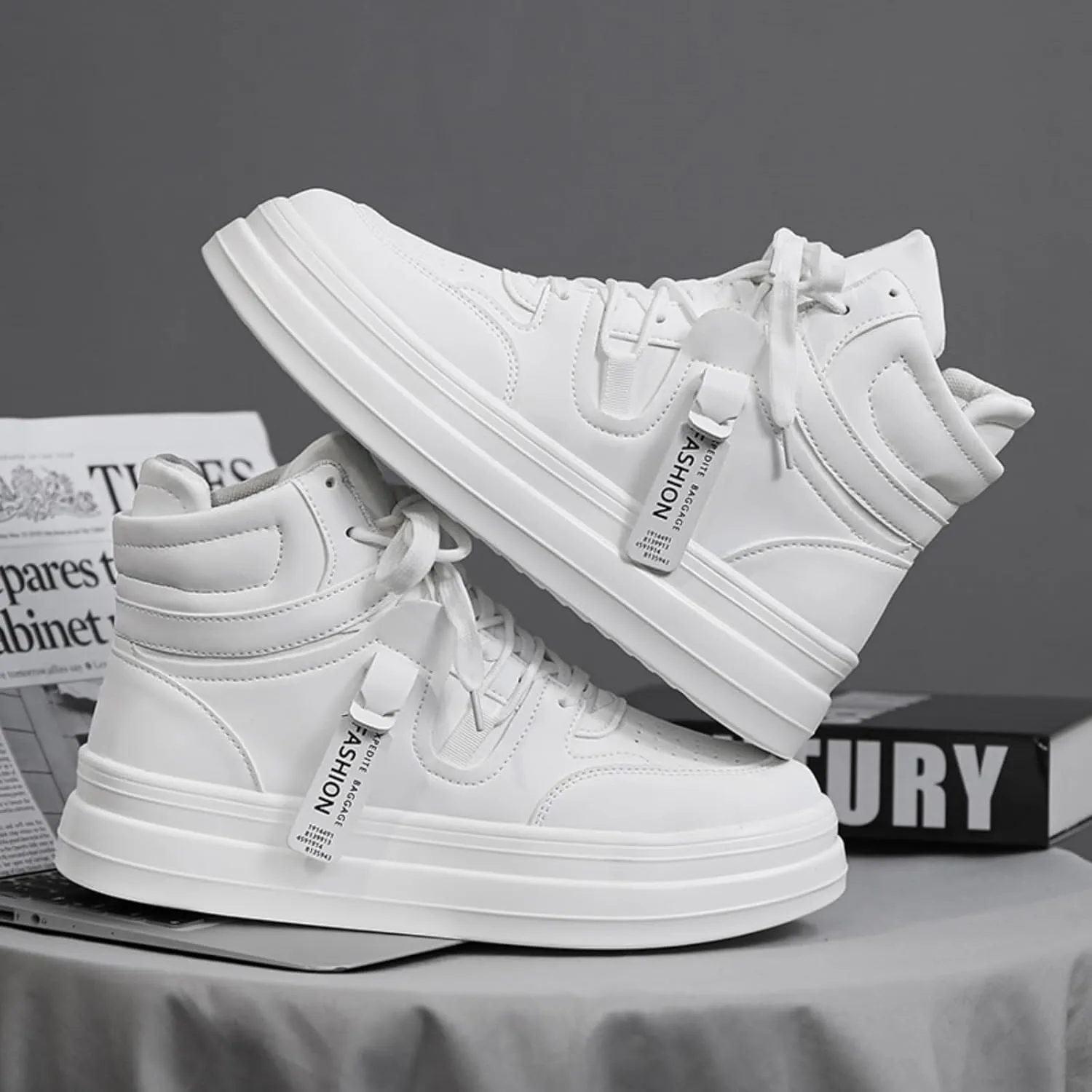 Men's High Top Boots Sneakers - Fashion Lace-Up Boots,Casual Skate Shoes, Lightweight Breathable Streetwear for Comfortable Non-Slip Walking