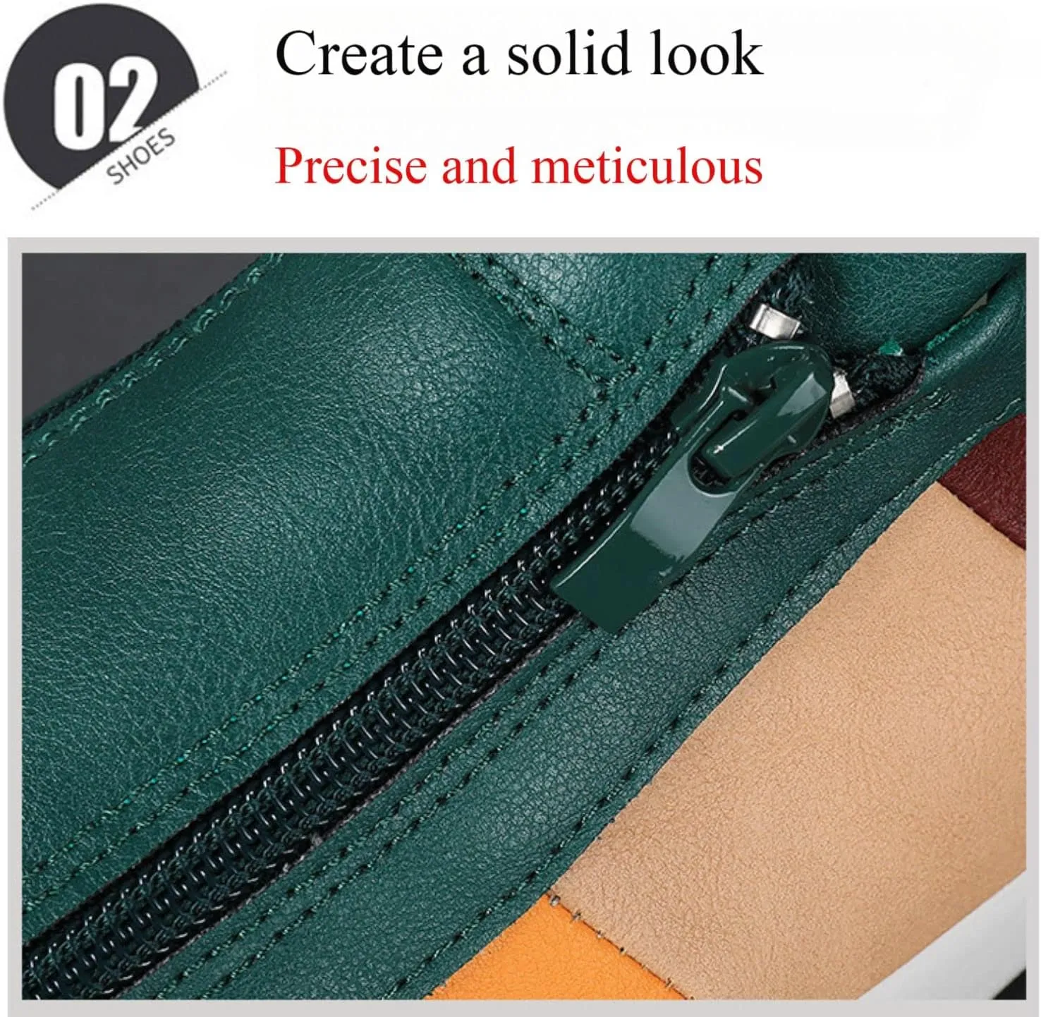 Men's Leather Slip-On Zip-On Sneakers?Comfortable and Breathable Walking Leather Flats?Fashionable All-Match Casual Shoes.