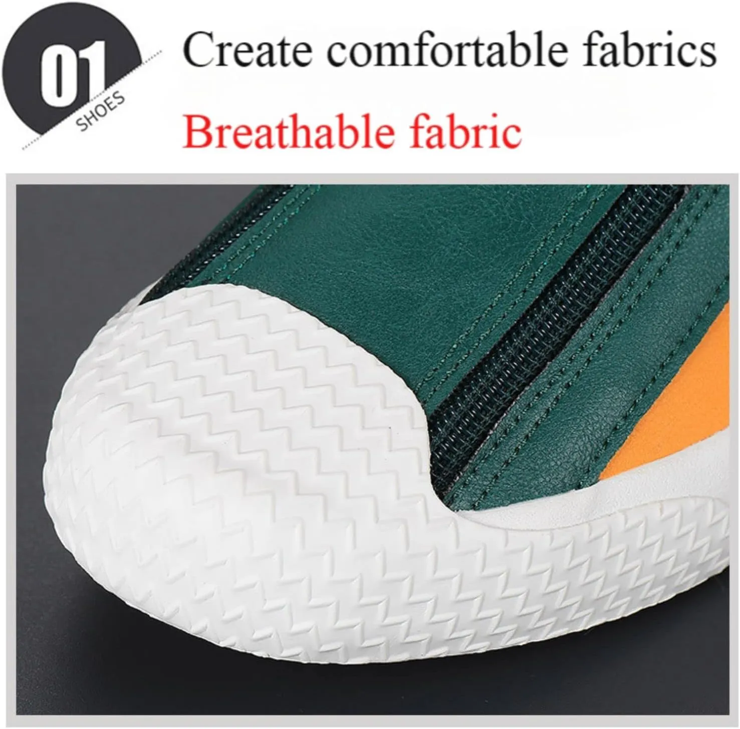 Men's Leather Slip-On Zip-On Sneakers?Comfortable and Breathable Walking Leather Flats?Fashionable All-Match Casual Shoes.