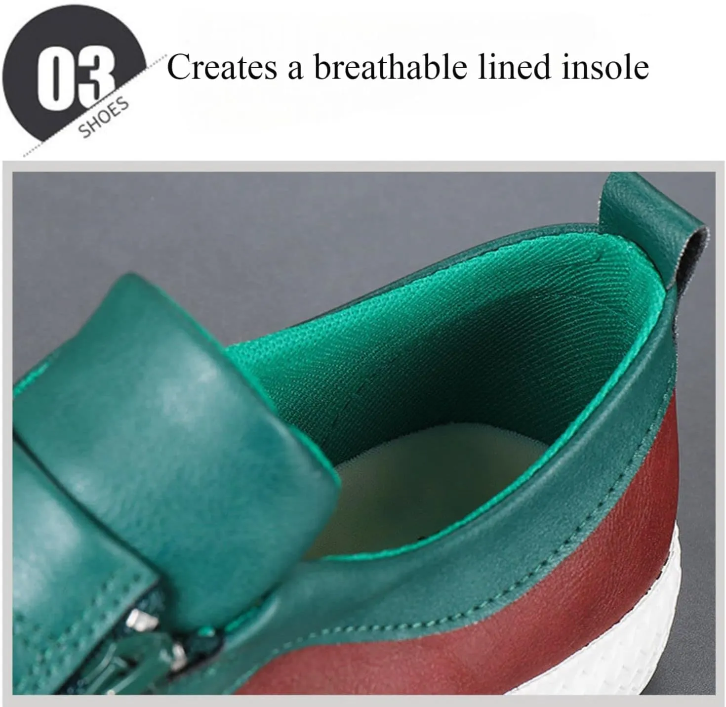 Men's Leather Slip-On Zip-On Sneakers?Comfortable and Breathable Walking Leather Flats?Fashionable All-Match Casual Shoes.