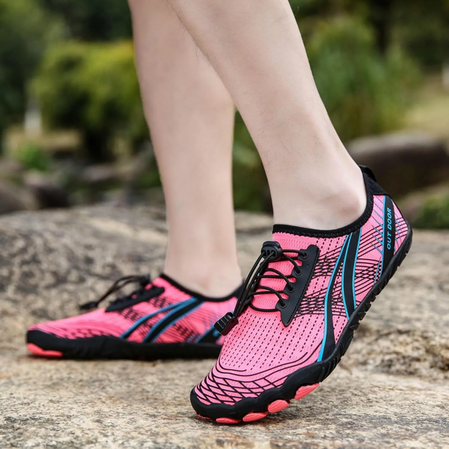 Mens Water Shoes Wide Toe Box Breathable Non Slip Athletic Water Shoes Hiking Womens Water Shoes Wide Width Jogging Quick Dry Pool Sports Sneaker for Pool Beach Surf Water Park Yoga