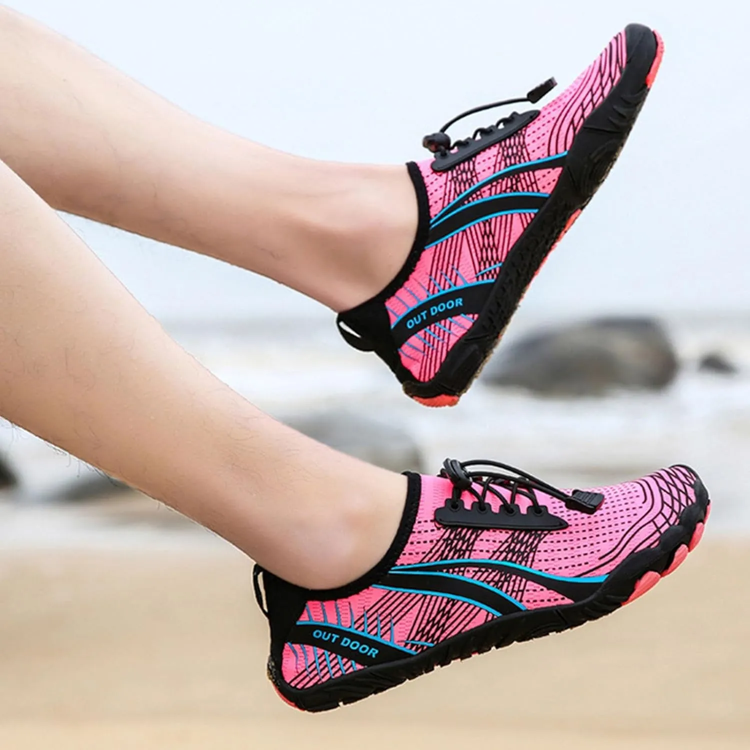 Mens Water Shoes Wide Toe Box Breathable Non Slip Athletic Water Shoes Hiking Womens Water Shoes Wide Width Jogging Quick Dry Pool Sports Sneaker for Pool Beach Surf Water Park Yoga