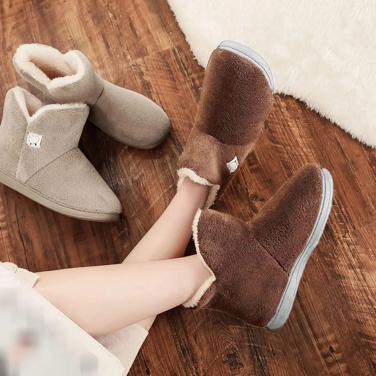 Mens Womens Comfort Slippers Plush Lining Winter Booties Slipper Memory Foam House Shoes Warm Boots Slippers