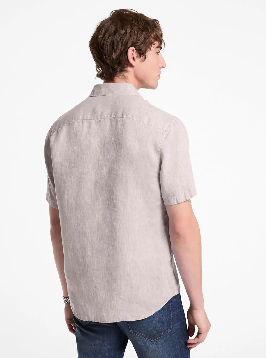Michael Kors Men's Short Sleeve Linen Shirt