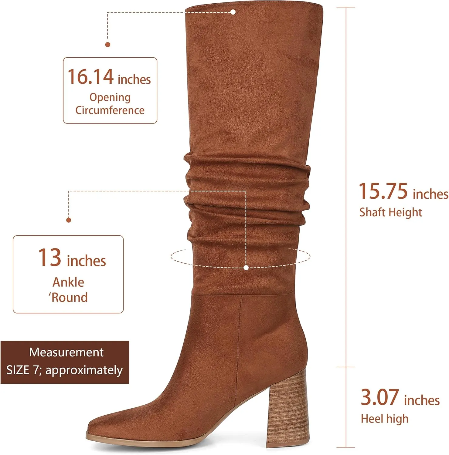 mikarka Suede Knee High Boots Women Slouchy Tall Boots for Women Square Toe Chunky Block High Heel 2024 Fall Boots Slip-On Long Boots