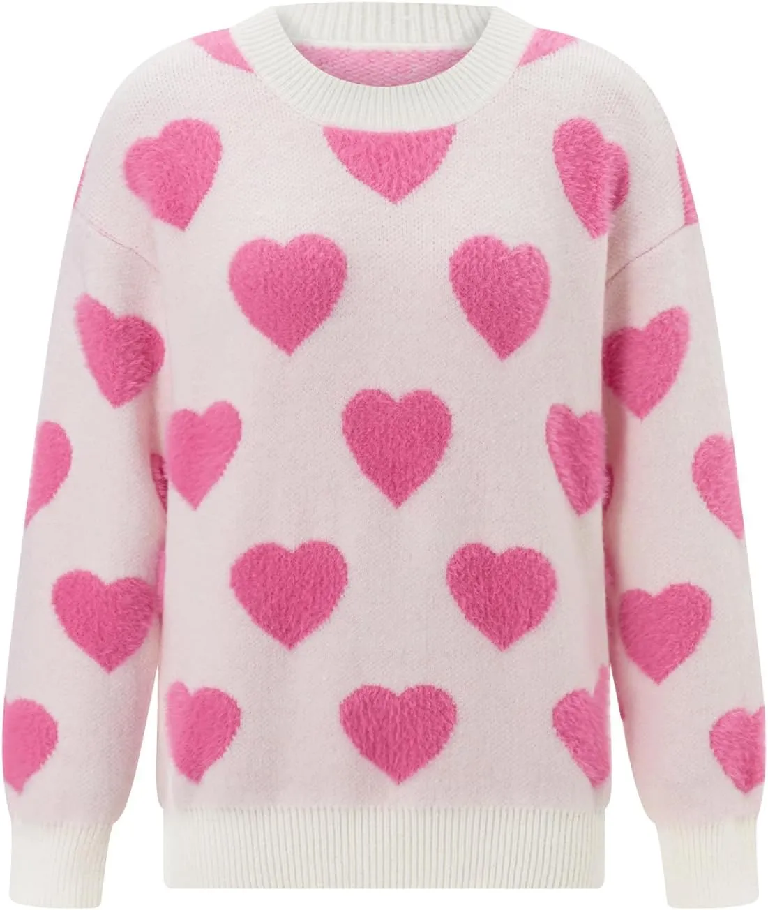 Mommy and Me Valentine's Day Sweaters Cute Heart Knit Sweatshirt Pullover Tops Crewneck Family Matching Outfits