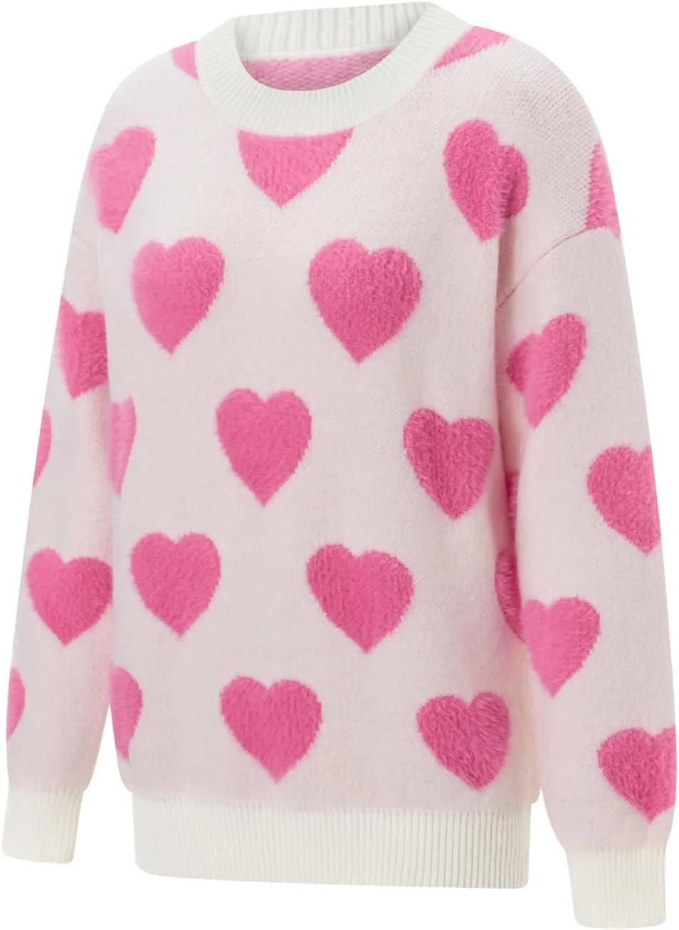 Mommy and Me Valentine's Day Sweaters Cute Heart Knit Sweatshirt Pullover Tops Crewneck Family Matching Outfits
