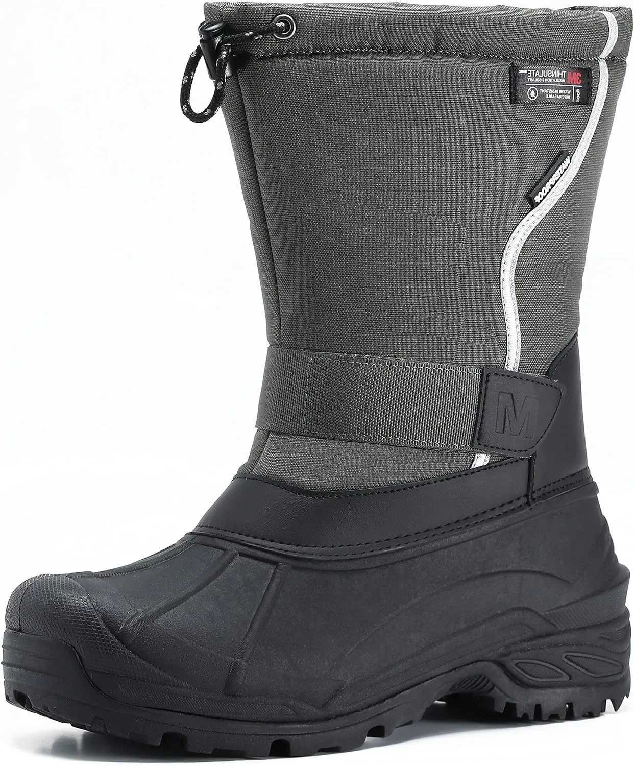 MORENDL Men's Snow Boots for Winter Waterproof Cold-Weather Non-slip Insulation Hiking Shoes with Warmth Removable Liner and Reflective Piping for Visibility