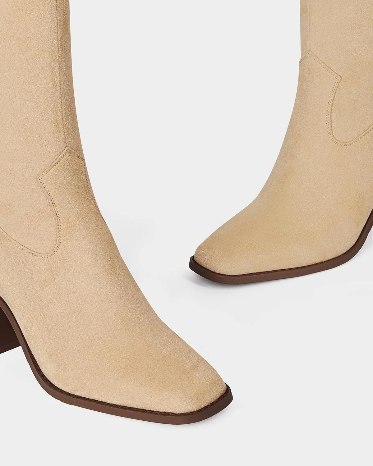 MUCCCUTE Knee High Boots for Women - Square Toe Chunky Block Heel Boots with Side Zipper Pull On Tall Boot