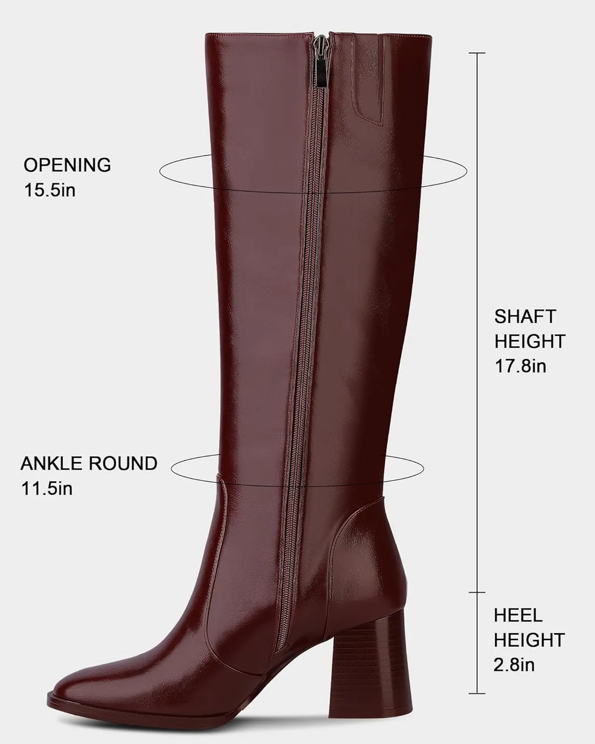 MUCCCUTE Knee High Boots for Women Square Toe Chunky Heel Side Zipper Rhinestone Sparkly Fashion Tall Long Boots for Ladies