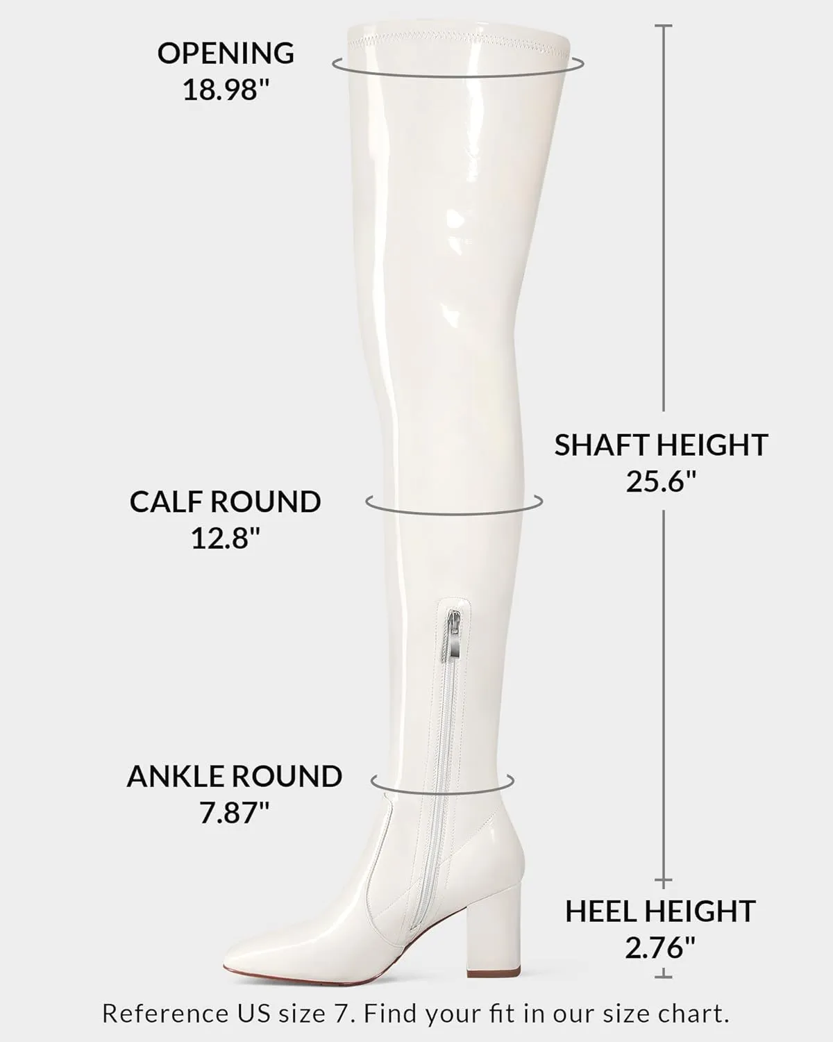 MUCCCUTE Thigh High Boots for Women Over the Knee Boots Gogo Boots Square Toe Chunky Heel Patent Leather Sexy Long Boots with Side Zipper
