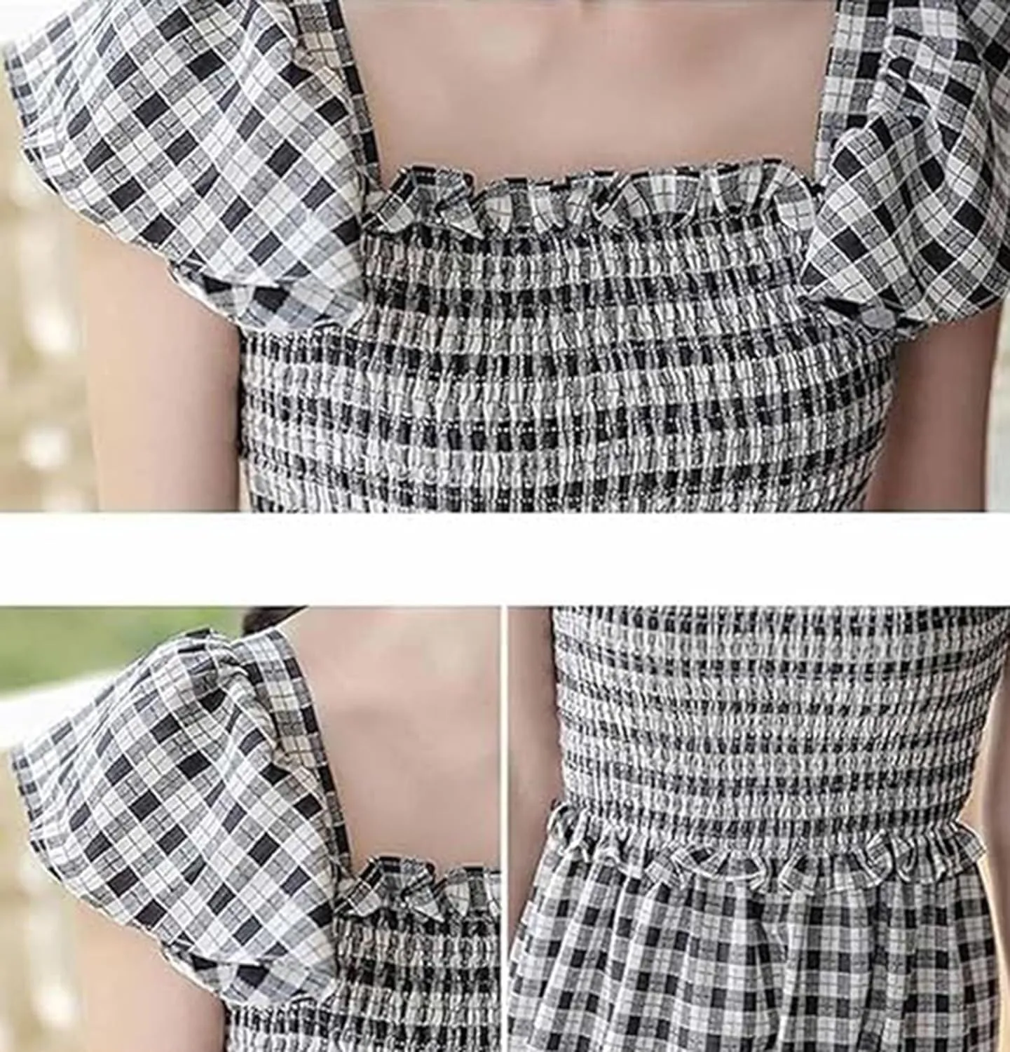 Multi Plaid Smocked Bust Maxi Dress,Women's Retro Plaid Summer Maxi Dress for Casual Outings,Boho Party,Date Night