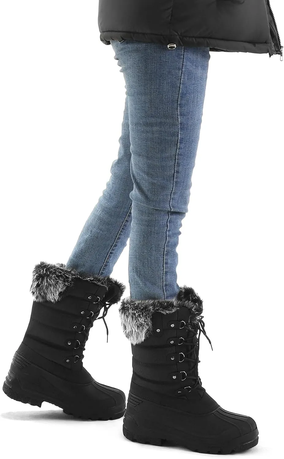 mysoft Women's Snow Boots Warm Insulated Faux Fur Lined Waterproof Mid-Calf Winter Boots