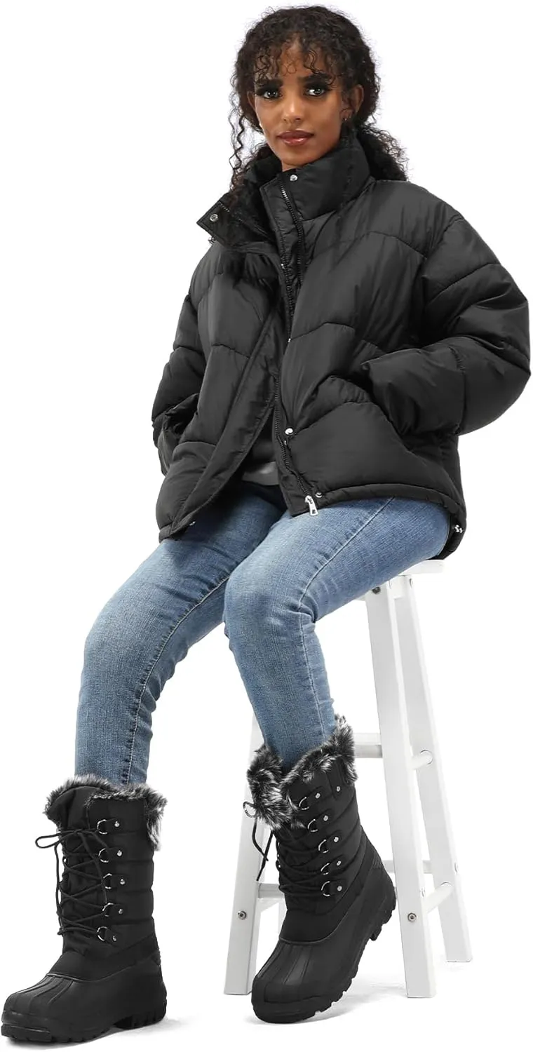 mysoft Women's Snow Boots Warm Insulated Faux Fur Lined Waterproof Mid-Calf Winter Boots