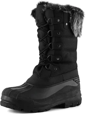 mysoft Women's Snow Boots Warm Insulated Faux Fur Lined Waterproof Mid-Calf Winter Boots