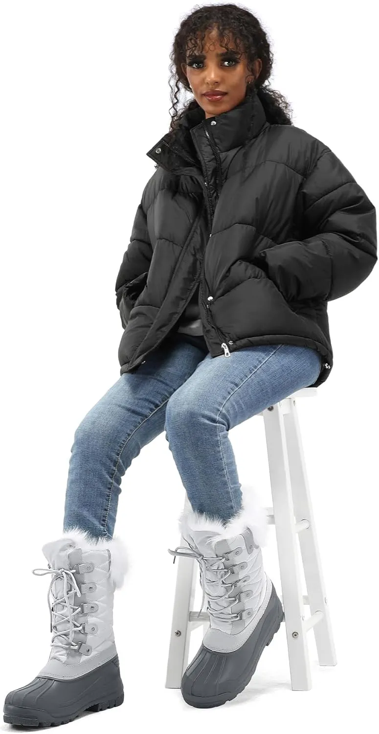 mysoft Women's Snow Boots Warm Insulated Faux Fur Lined Waterproof Mid-Calf Winter Boots