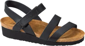 NAOT Kayla Women's Sandals – 3-Strap Support with Backstrap, Cork-Latex Footbed, Arch Support – Comfortable for All-Day Walking Black Matte Leather 13-13.5 N-M US