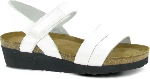 NAOT Kayla Women's Sandals – 3-Strap Support with Backstrap, Cork-Latex Footbed, Arch Support – Comfortable for All-Day Walking White Leather 12-12.5 N-M US