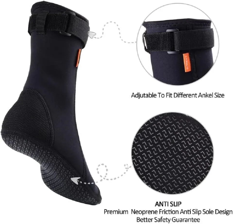 Neoprene Water Socks,3mm Diving Socks Anti-Slip Wetsuit Beach Booties for Outdoor Water Sports Diving Swimming