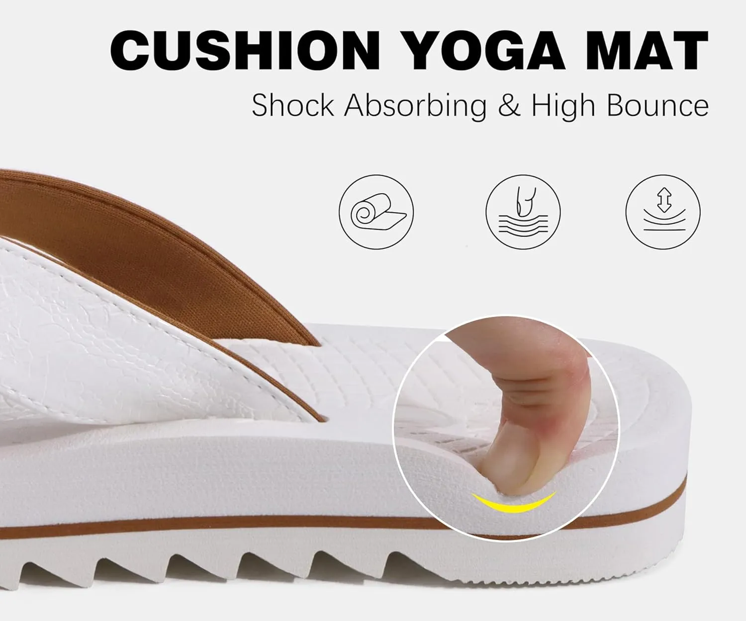 ONCAI Flip Flops for Men, Mens Summer Beach Sandals with Faux Leather Straps and Comfort Cushion Yoga Mat, Arch Support Non Slip Soles US Size 7-15