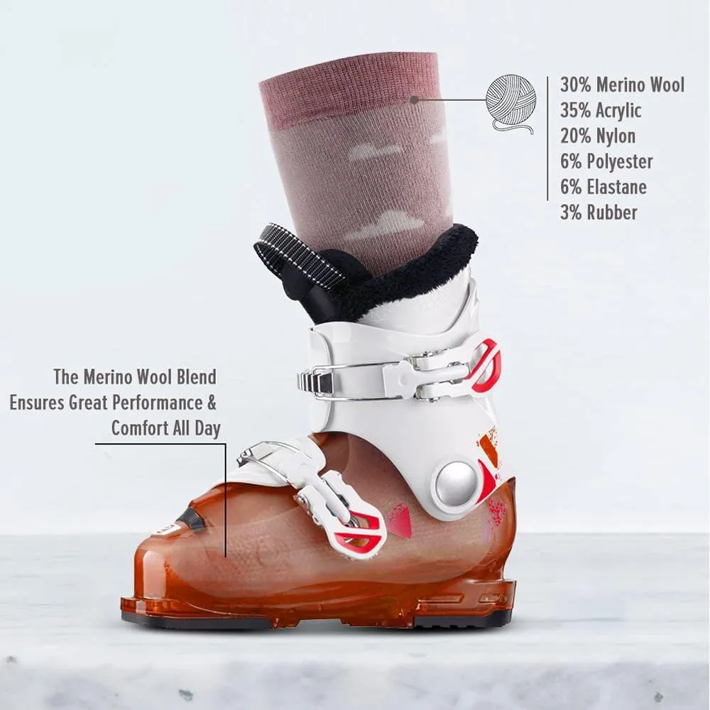 OutdoorMaster Kids Ski Socks - Merino Wool Blend, Over the Calf Design
