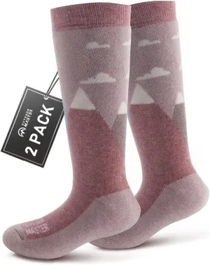OutdoorMaster Kids Ski Socks - Merino Wool Blend, Over the Calf Design