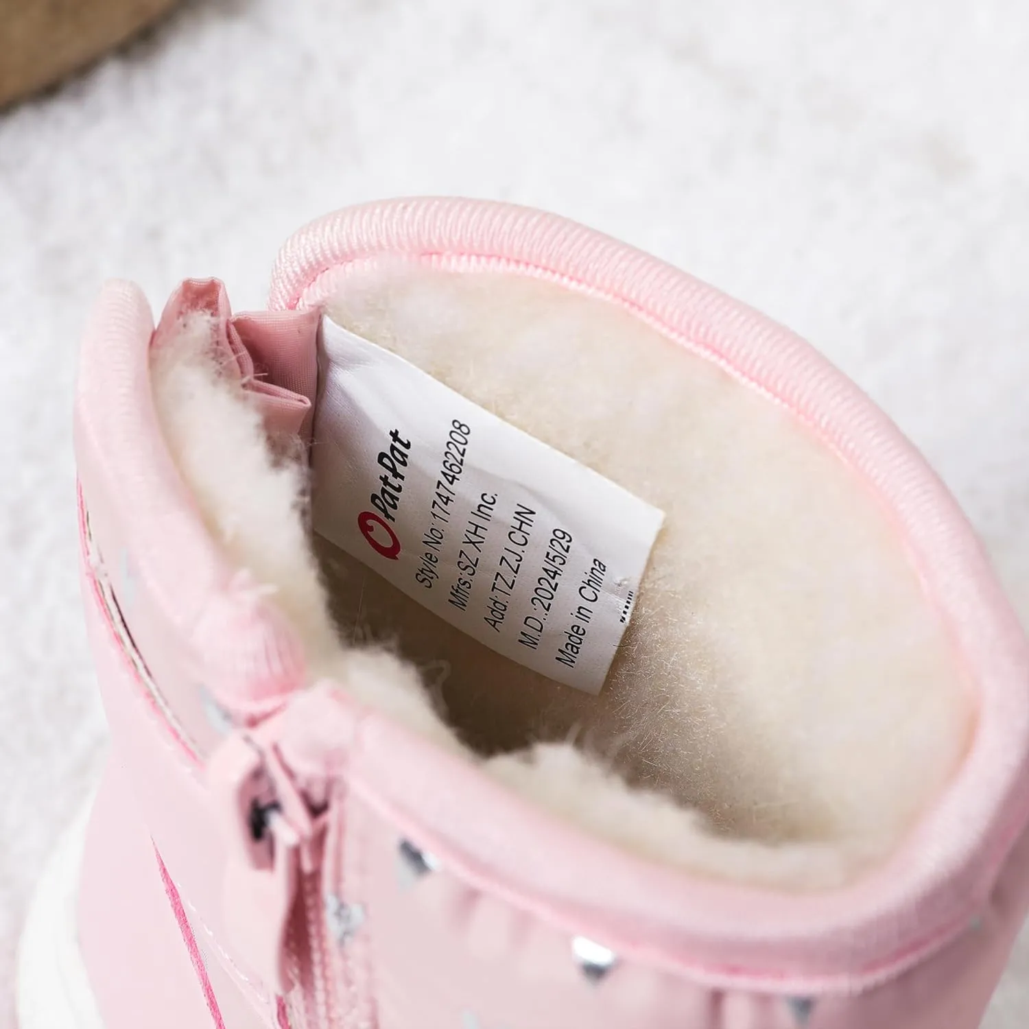 PATPAT Toddler Girls' Winter Snow Boots, Little Kis Outdoor Waterproof Mid-Calf Snow Boots with Warm Lining and Heart Pattern