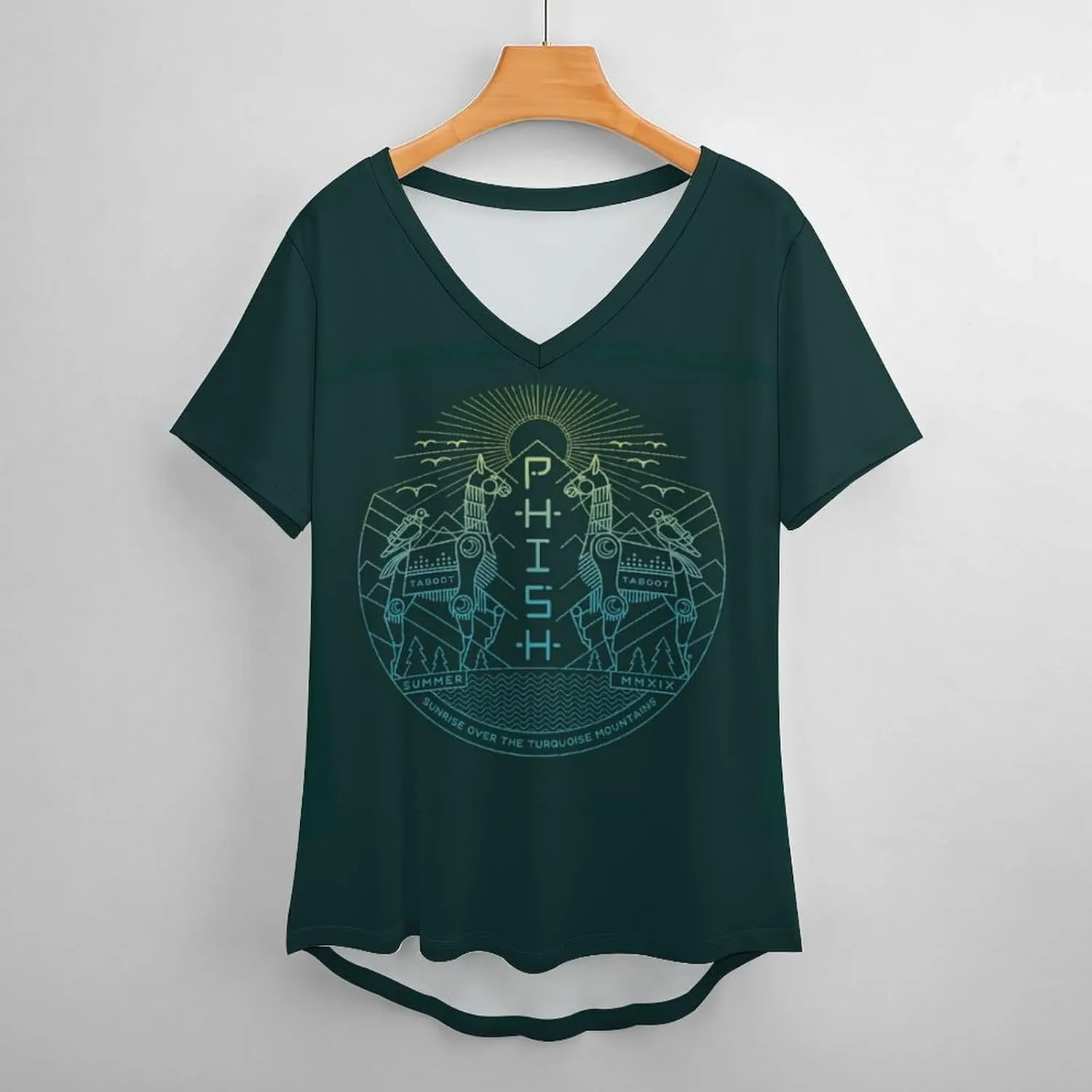 Phish Short Sleeve T Shirt Women V Neck Printed Women's T-Shirt Basic Short Sleeve Fresh Tee