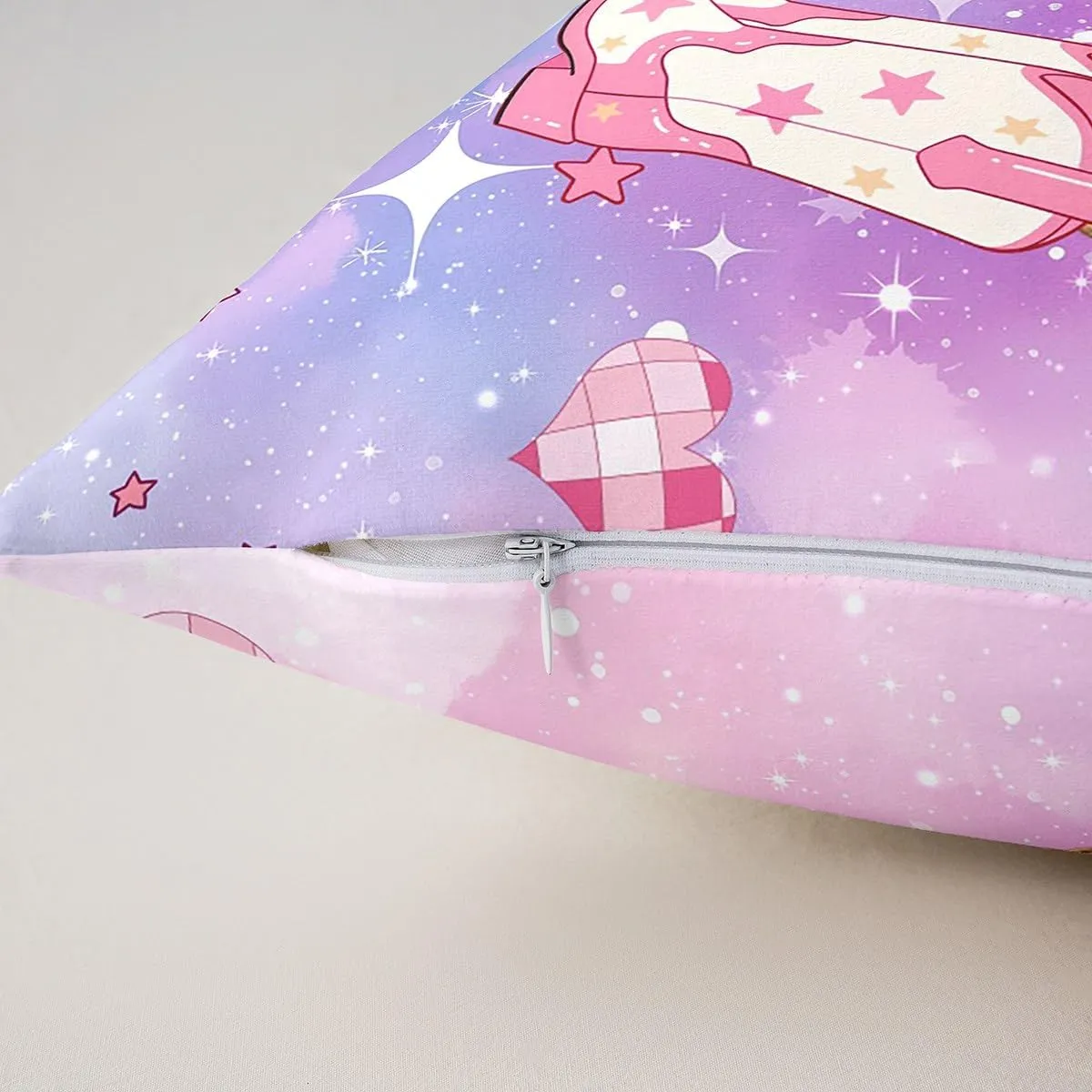 Pink Cowgirl Pillow Cover 20x20 Inch,Western Cowboy Hat Boots Print Cushion Cover for Office Living Room Purple Blue Starry Nebula Galaxy Pillow Case for Sofa Couch Reversible Print