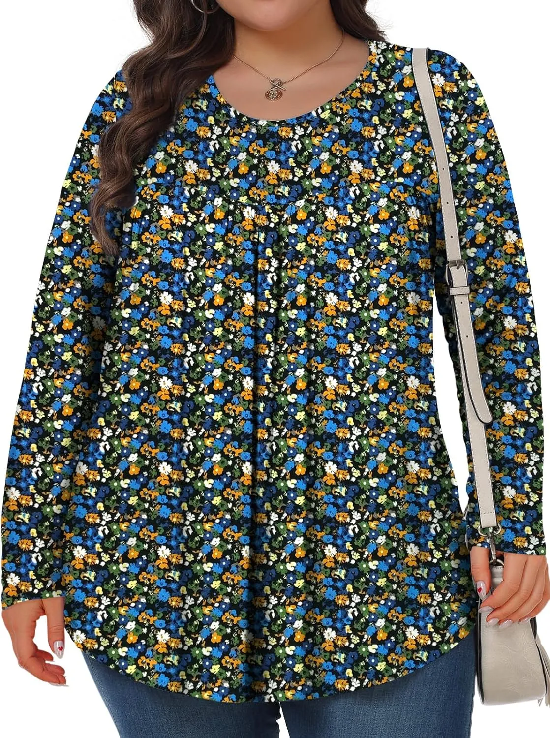 Plus Size Tops for Women Winter Long Sleeve Shirts Crew Neck Casual Loose Tunic Blouse 1X-5X