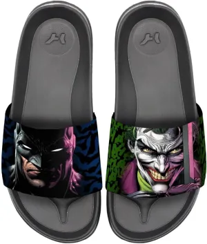 Popfunk Batman Joker Face to Face Unisex Adult Slides Adjustable Flip Flop Sandals Officially Licensed Hypd Slydr Switch™