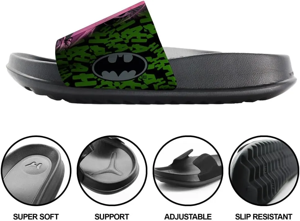 Popfunk Batman Joker Face to Face Unisex Adult Slides Adjustable Flip Flop Sandals Officially Licensed Hypd Slydr Switch™