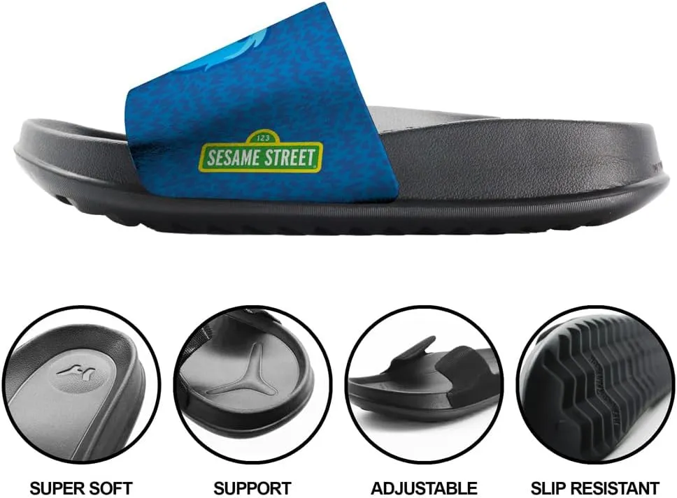 Popfunk Sesame Street Cookie Monster Face Unisex Adult Slides Sandals Officially Licensed Hypd Slydr Switch™