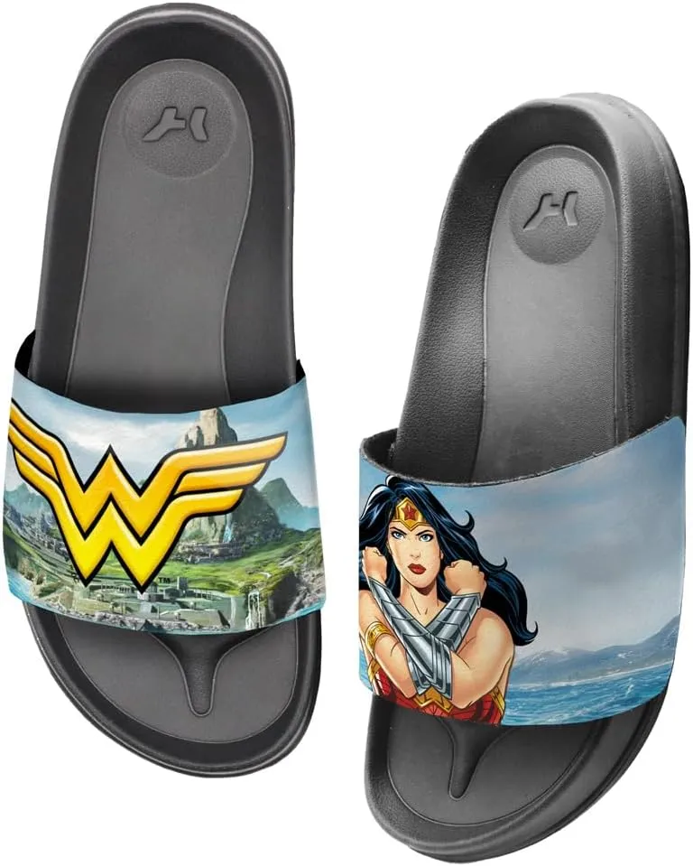 Popfunk Wonder Woman Themyscira Unisex Adult Slides Adjustable Flip Flop Sandals Officially Licensed Hypd Slydr Switch™