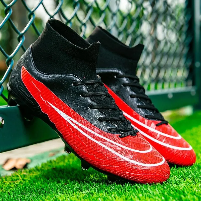 Professional High-Top Breathable Athletic Football Boots for Men's Soccer Shoes and Cleats Suitable for Both Outdoor and Indoor Play