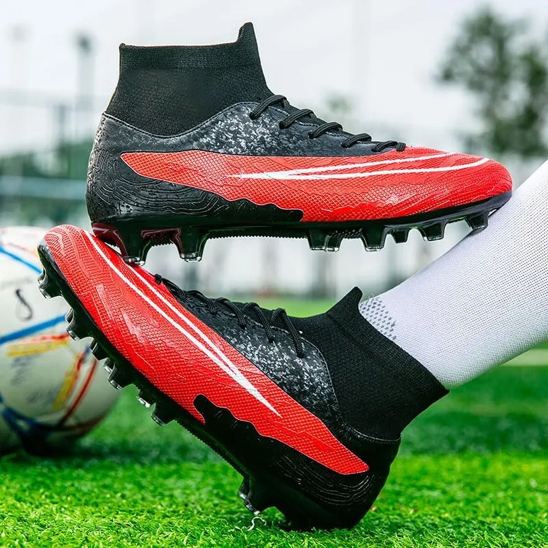 Professional High-Top Breathable Athletic Football Boots for Men's Soccer Shoes and Cleats Suitable for Both Outdoor and Indoor Play