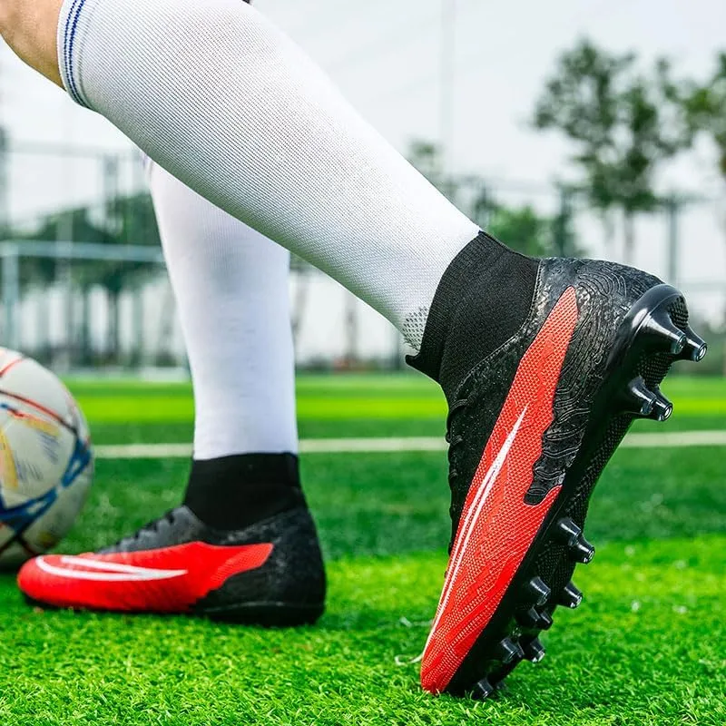 Professional High-Top Breathable Athletic Football Boots for Men's Soccer Shoes and Cleats Suitable for Both Outdoor and Indoor Play