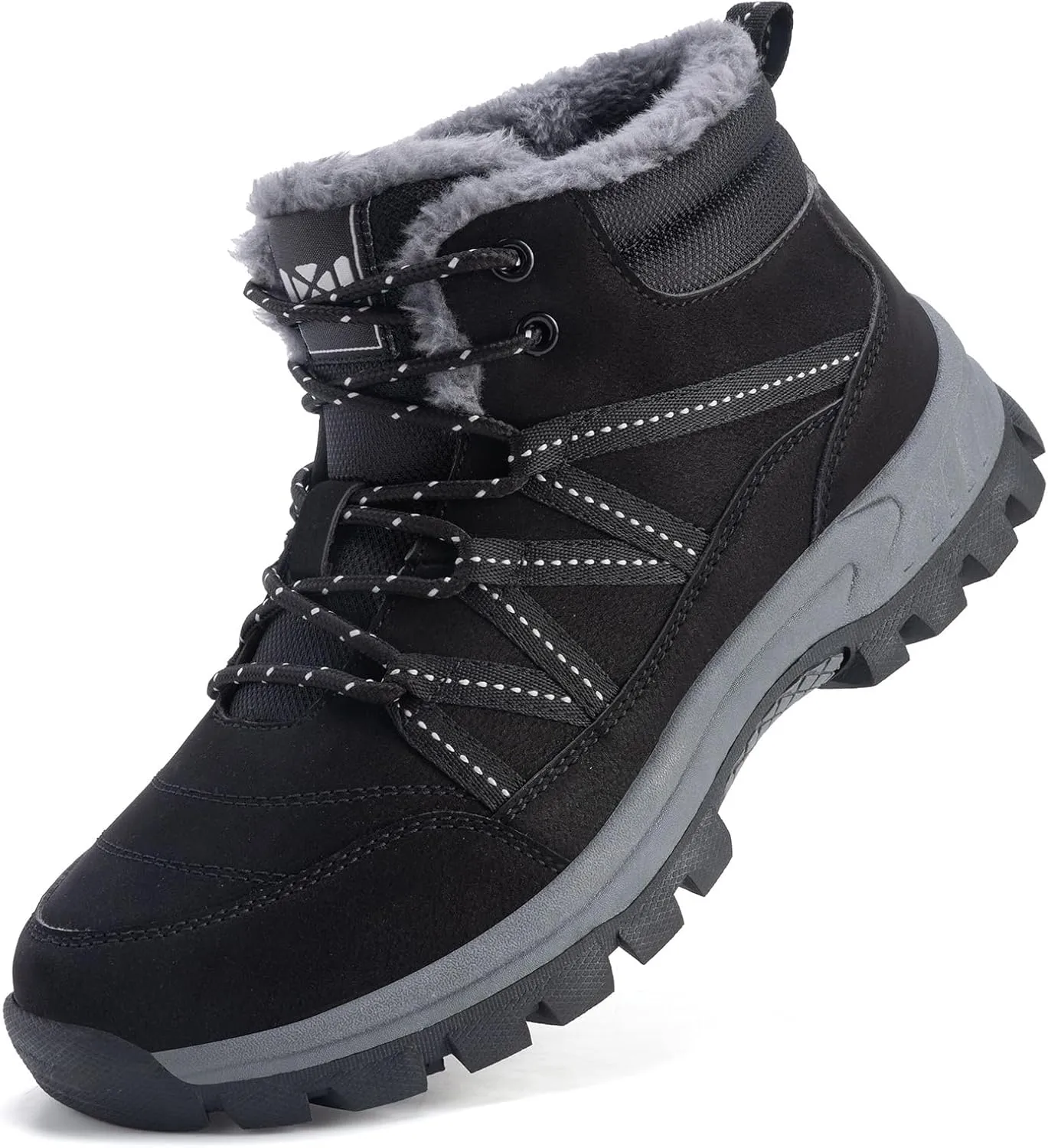 Qiucdzi Winter Boots for Men Snow Boots with Warm Fur Lined Anti-Slip Hiking Booties Comfort Walking Trekking Shoes for Outdoor