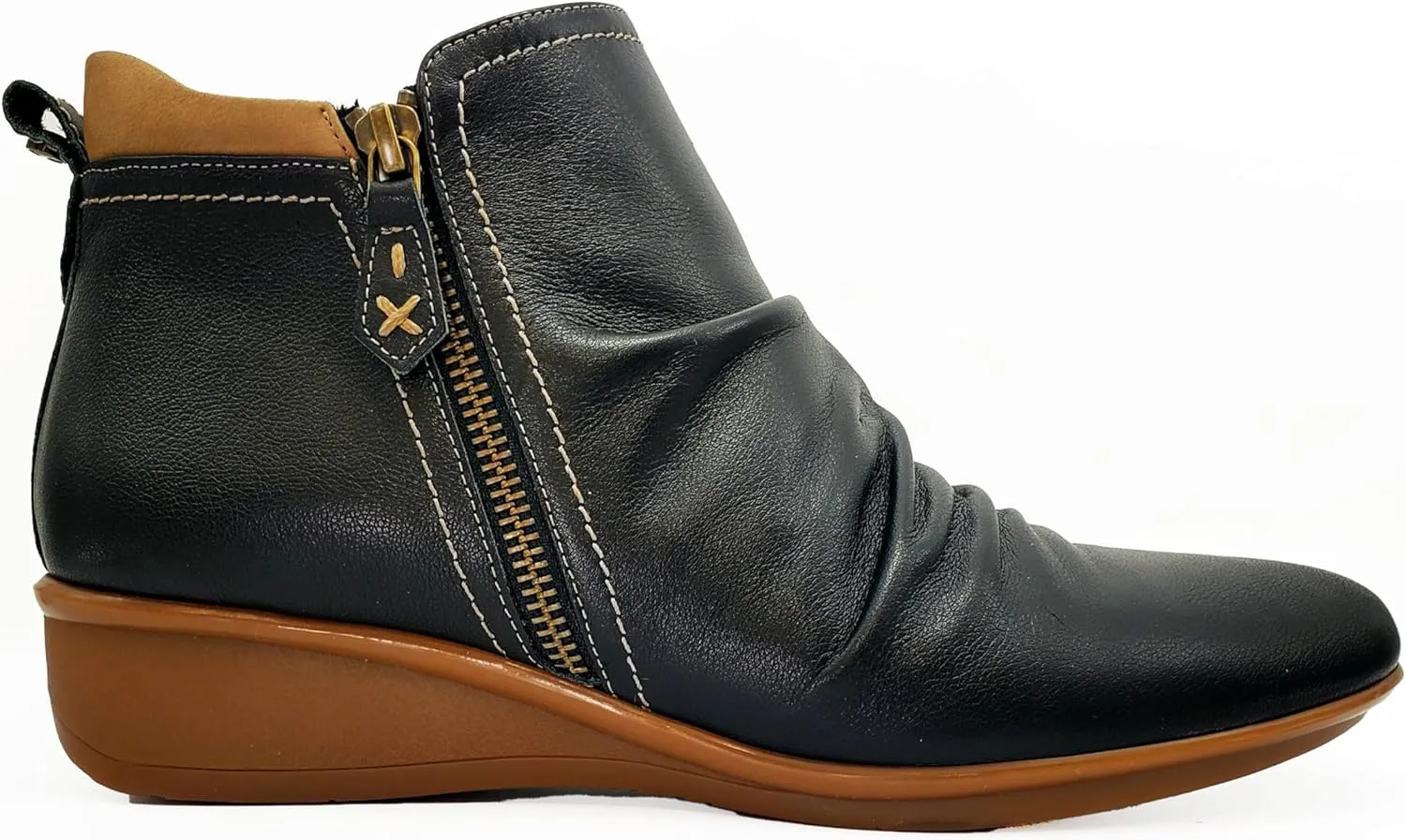 Revere Plymouth Women's Wedge Ankle Booties – Premium Leather with Contoured Arch Support and Customizable Orthotic-Friendly Design