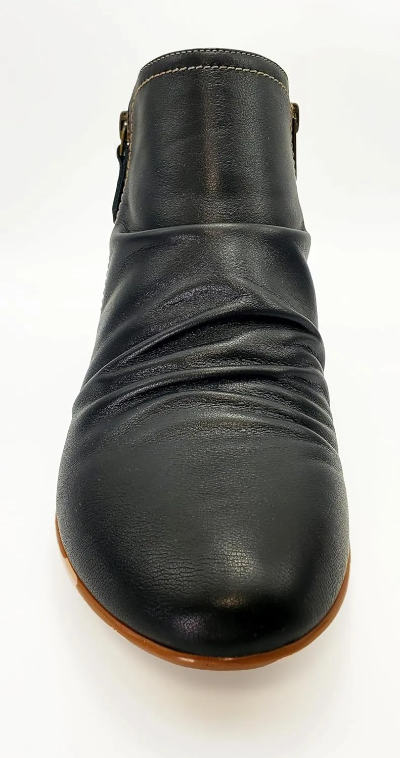 Revere Plymouth Women's Wedge Ankle Booties – Premium Leather with Contoured Arch Support and Customizable Orthotic-Friendly Design