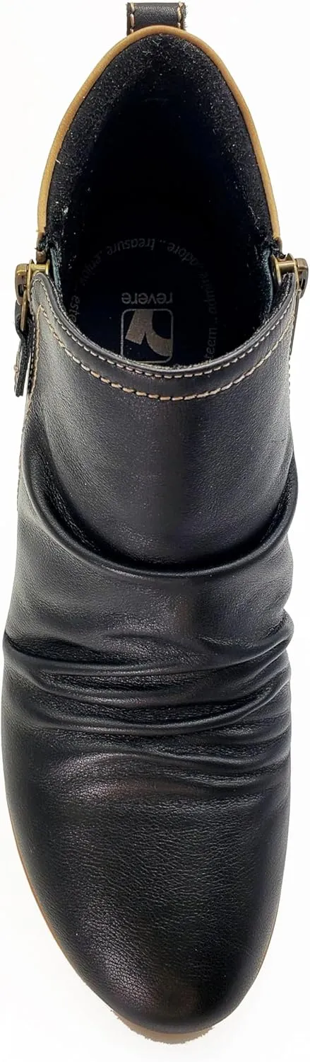 Revere Plymouth Women's Wedge Ankle Booties – Premium Leather with Contoured Arch Support and Customizable Orthotic-Friendly Design