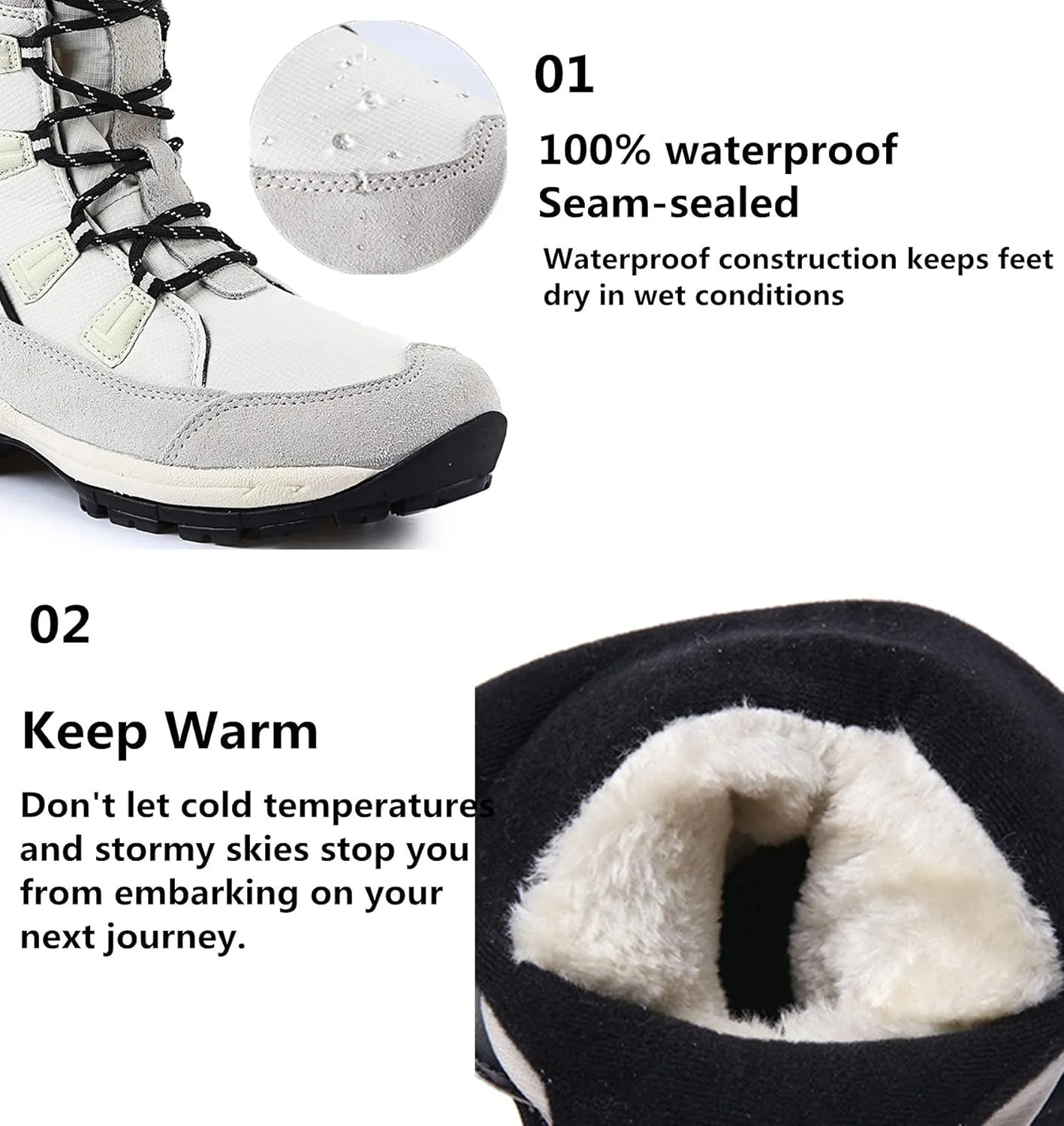 ROCKMARK Women's Waterproof Snow Boots Mid Calf Warm Winter Outdoor Footwear