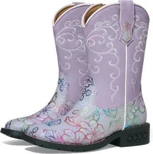 Rollda Girls Cowboy Boots Glitter Western Boots Sequin Cowgirl Boots for Girls