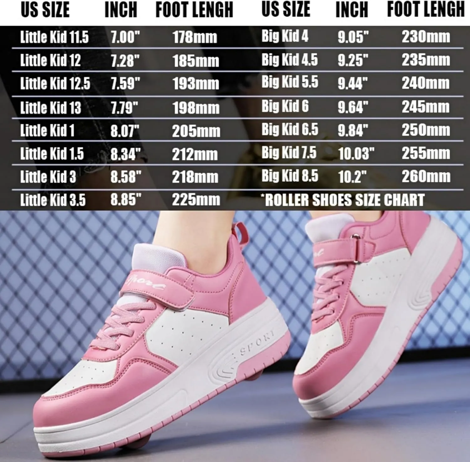 Roller Shoes for Girls Kids Shoes with Wheels Roller Skate Sneakers Detachable Wheelies Shoes for Boys