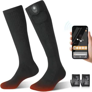 SAVIOR HEAT Heated Socks for Men Women, App Control Rechargeable Heating Socks, Electric Battery Powered Foot Warmer for Winter Hunting Skiing Camping Hiking