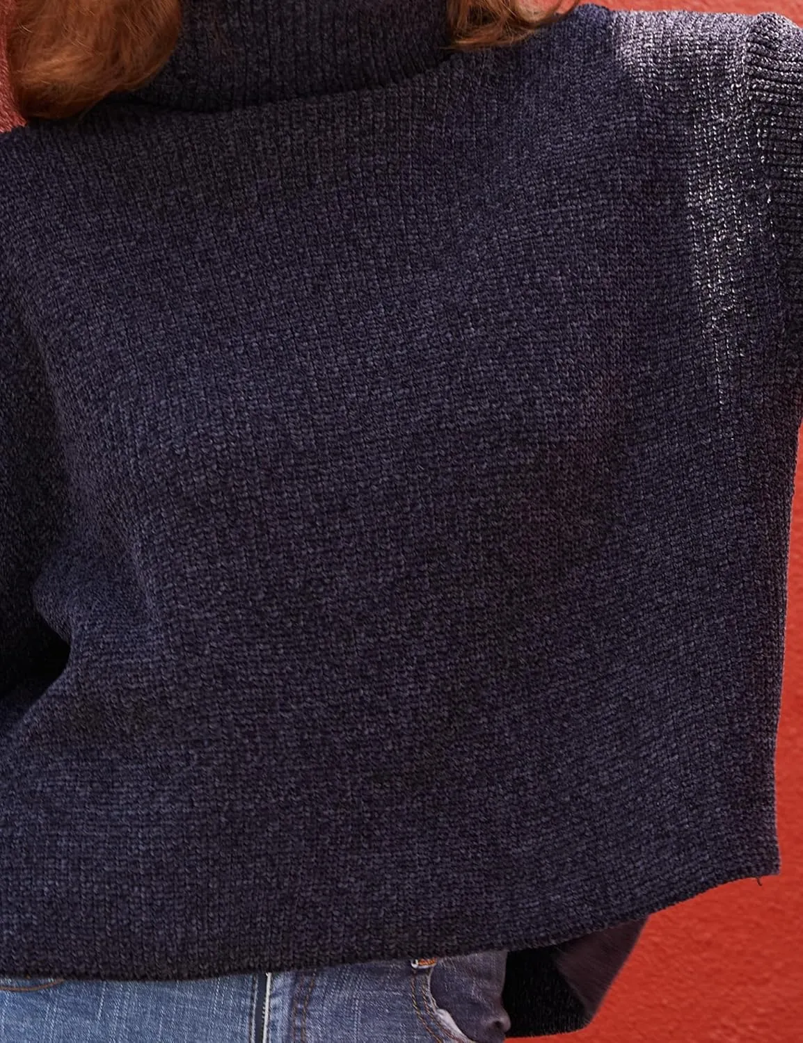 S·DEER Women's Turtleneck Long Sleeve Sweater Knit Pullover Cropped Sweaters Casual Loose Fall Winter Jumper Tops