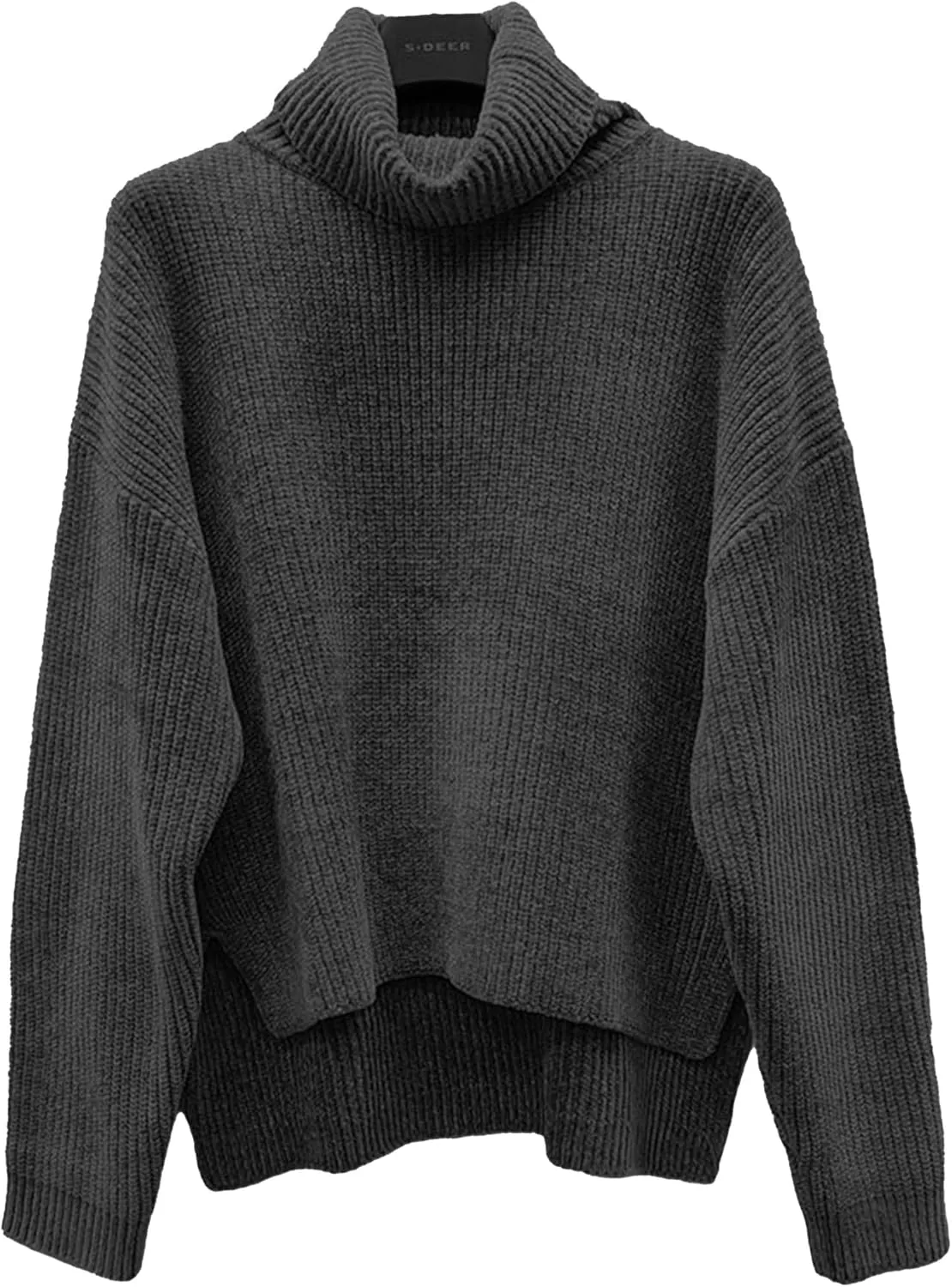S·DEER Women's Turtleneck Long Sleeve Sweater Knit Pullover Cropped Sweaters Casual Loose Fall Winter Jumper Tops