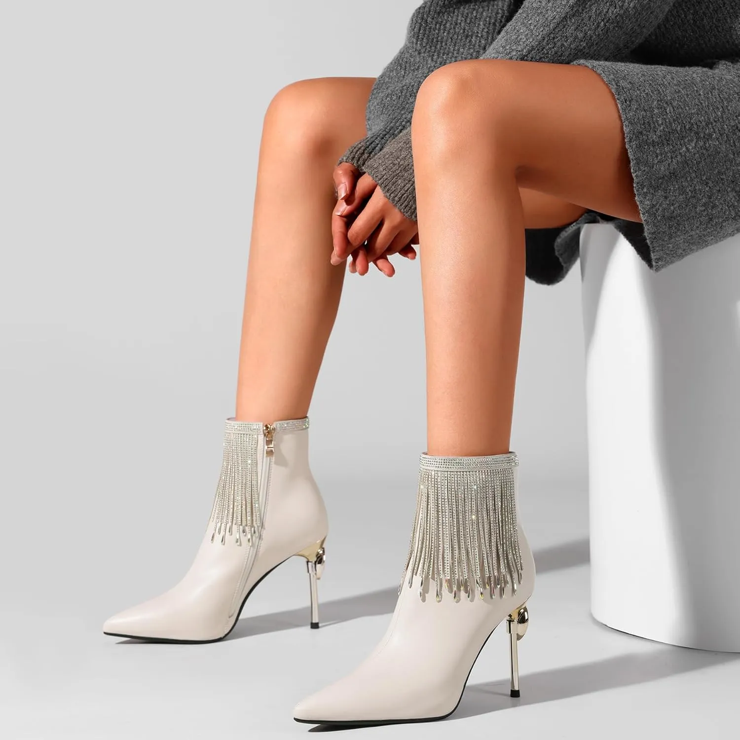 Sexy Dress Stiletto Booties for Women Pointed Toe Ankle Boots